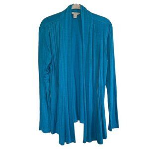 Laura Ashley Long Sleeve Open Cardigan in Blue - Size Medium